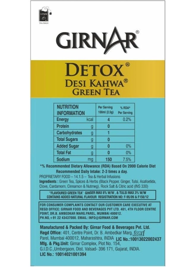 Girnar Detox Green Tea (Desi Kahwa) (36 Tea Bags) - Image 2